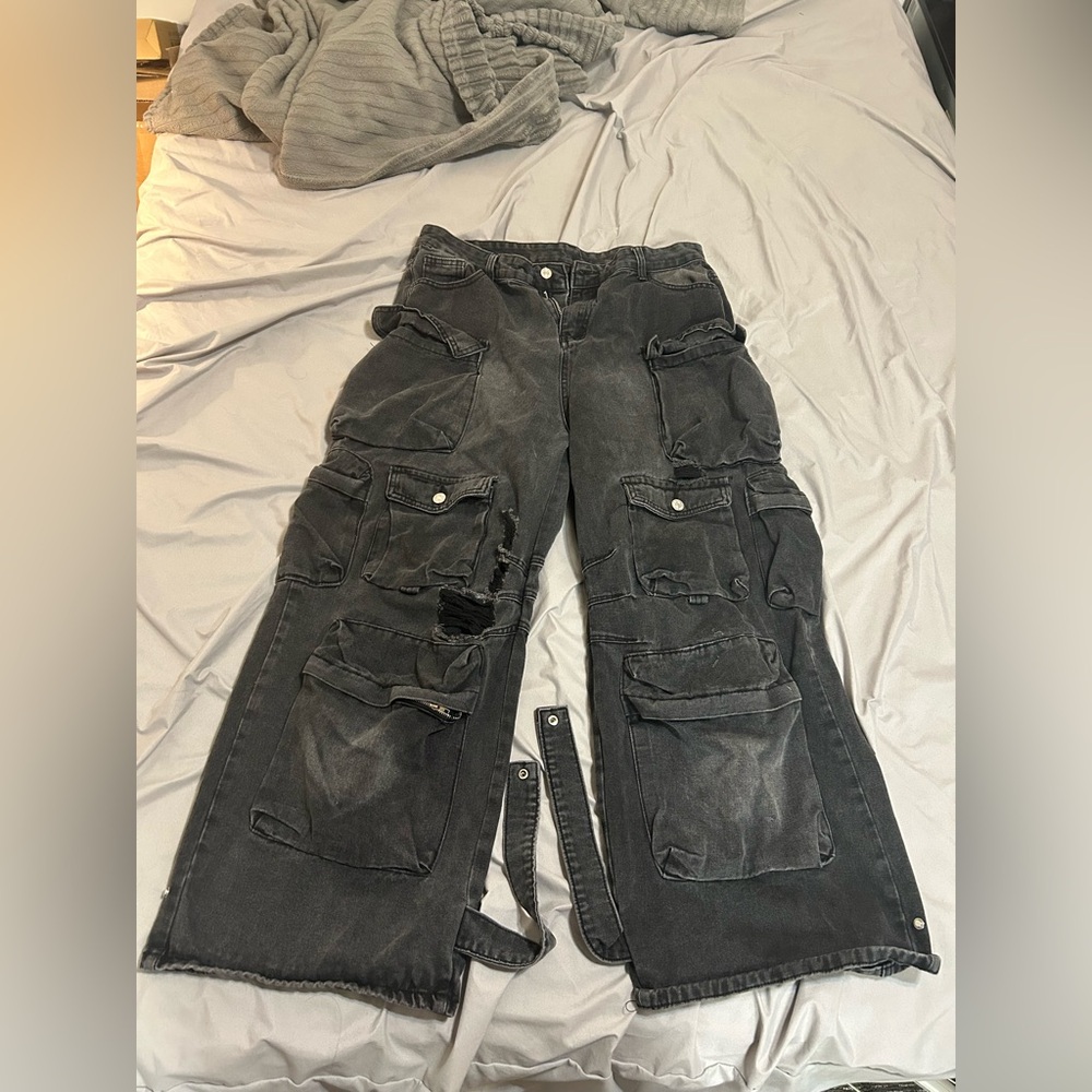 WCFCX STUDIO Multi-pocket Design High-street Cargo Pants Women High-waisted Jean
